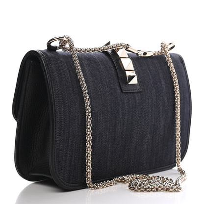 Valentino Garavani Denim Medium Glam Lock Rockstud Flap Deep Denim 2 of 7