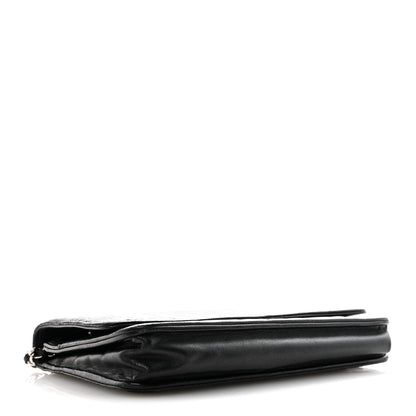 Chanel Lambskin Camellia Embossed Wallet On Chain WOC Black 4 of 15