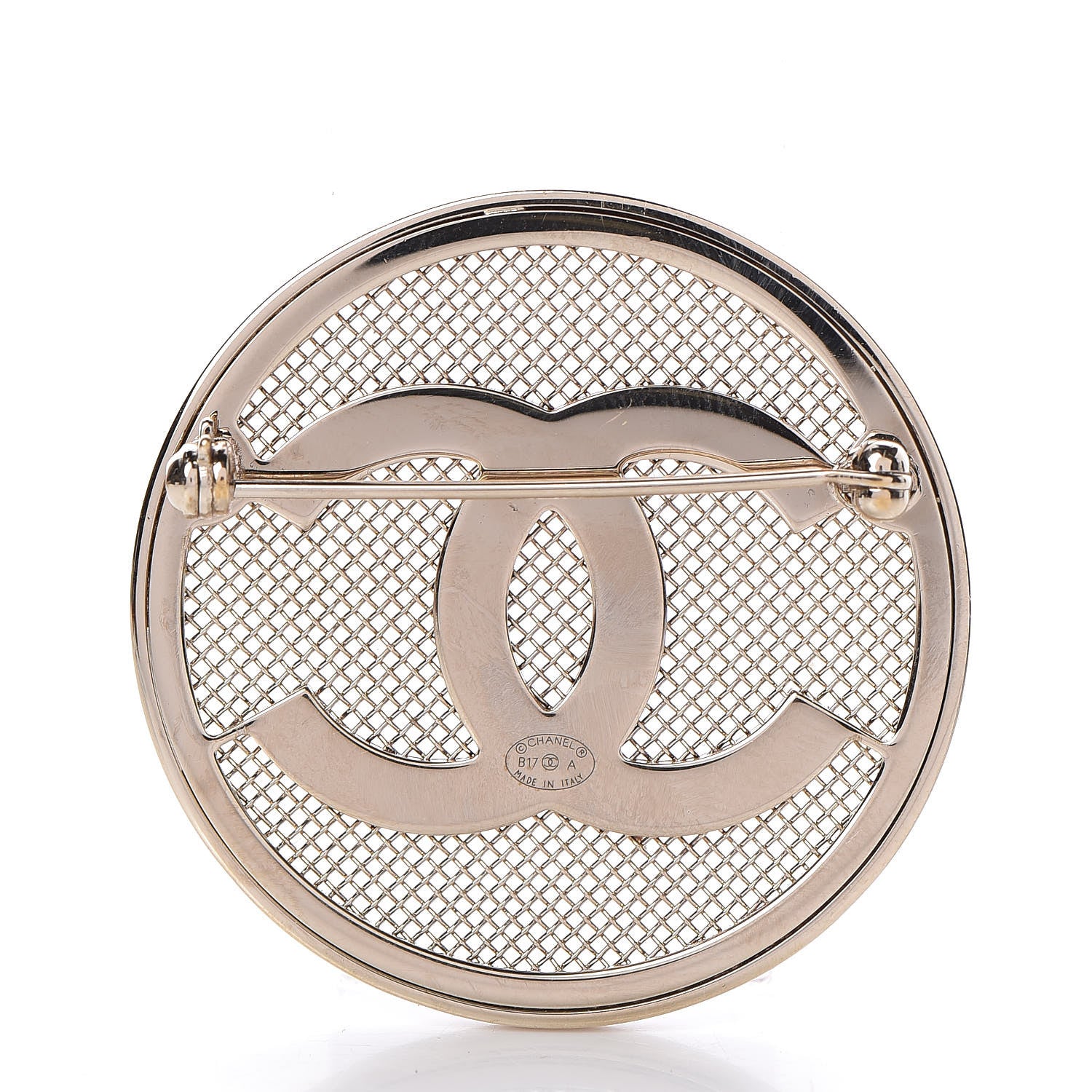 Chanel Mesh Circle CC Brooch Gold 4 of 6