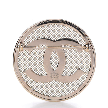 Chanel Mesh Circle CC Brooch Gold 4 of 6