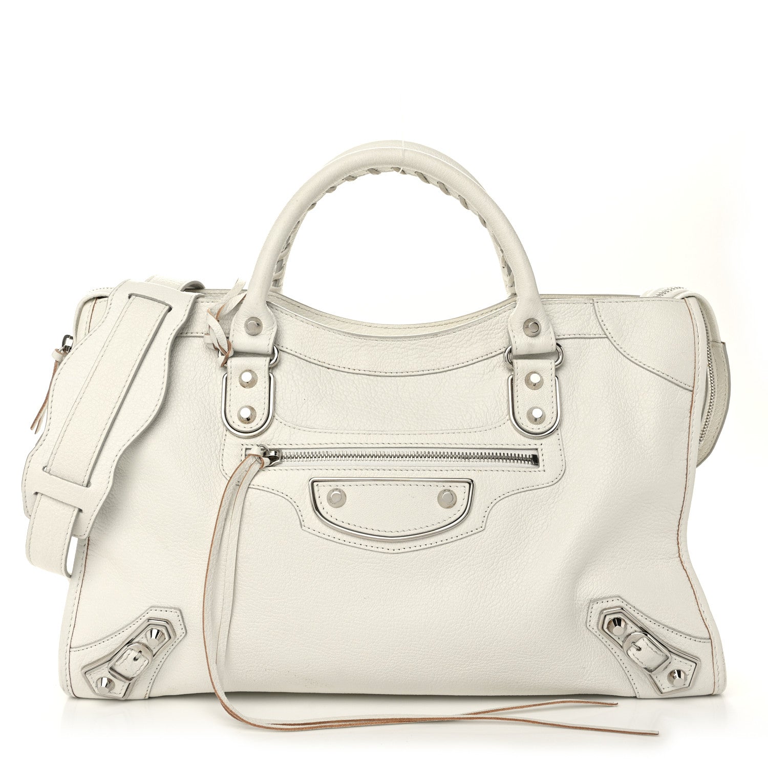 Balenciaga Chevre Silver Metallic Edge Hardware City White 1 of 10