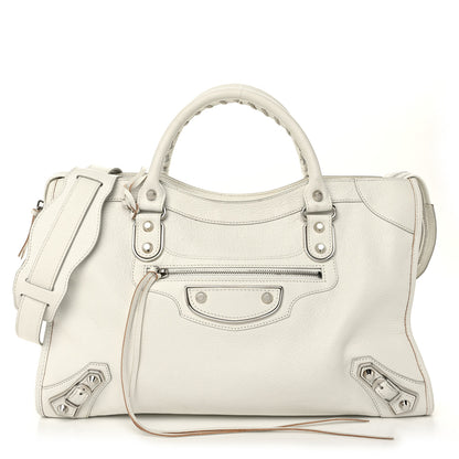 Balenciaga Chevre Silver Metallic Edge Hardware City White 1 of 10