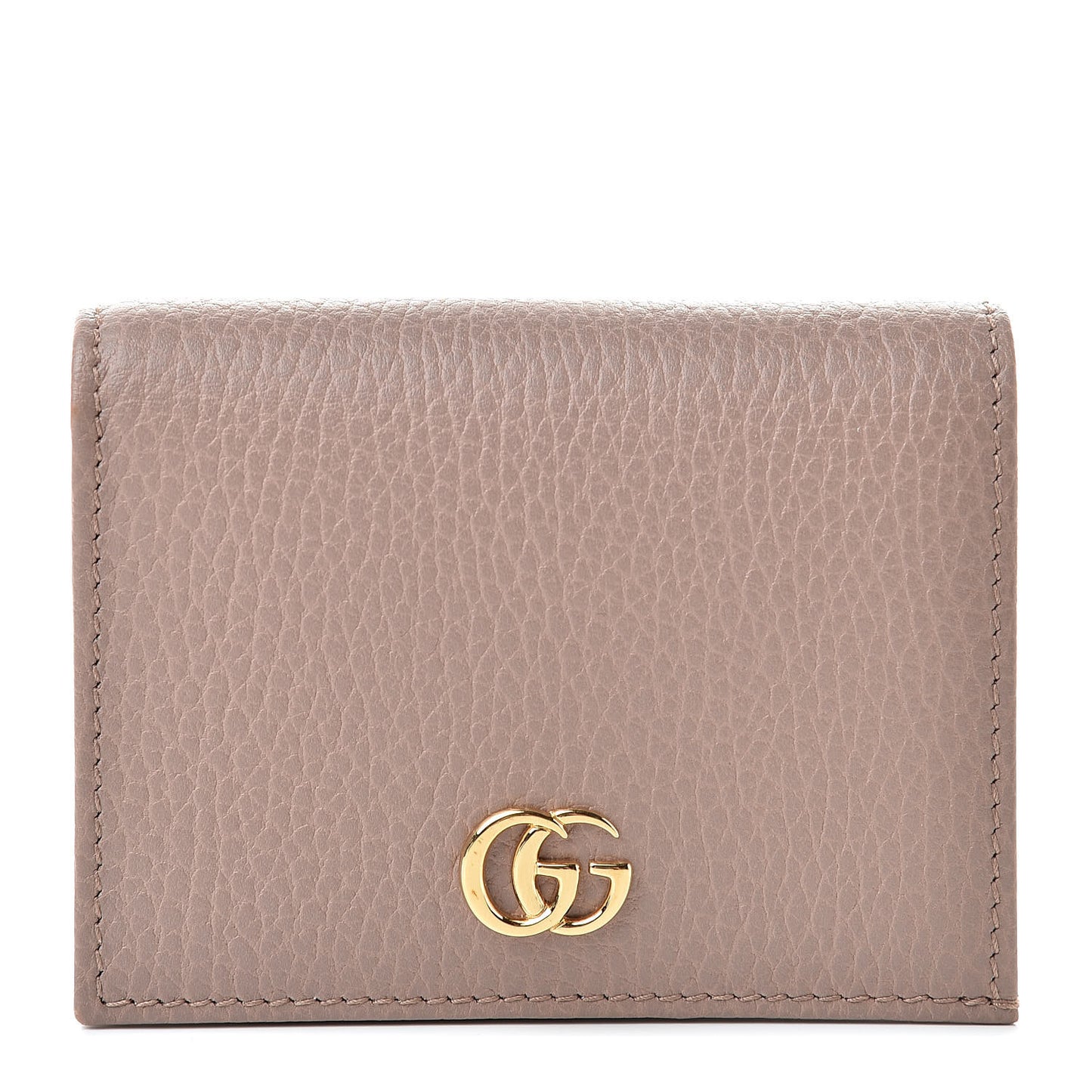 Pebbled Calfskin GG Marmont Card Case Porcelain Rose