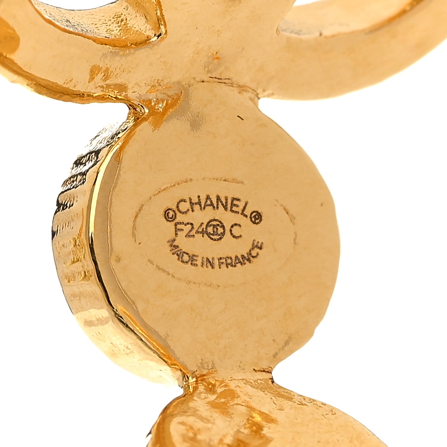 Chanel Metal Textured Disc CC Hoop Earrings Gold 4 of 5