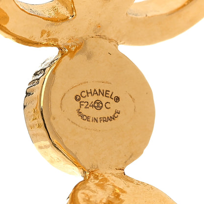Chanel Metal Textured Disc CC Hoop Earrings Gold 4 of 5