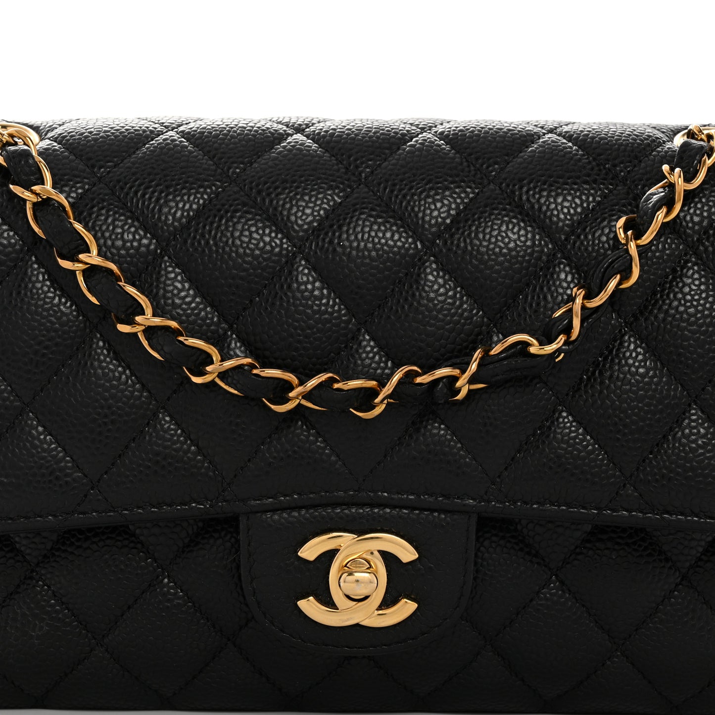 Caviar Quilted Medium Double Flap Black