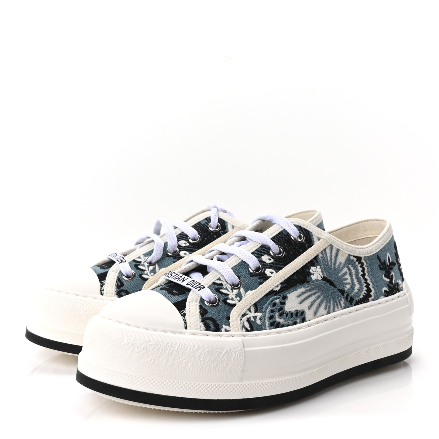 Cotton Butterfly Bandana Embroidered Walk'N'Dior Low Top Sneakers 35.5 Deep Blue