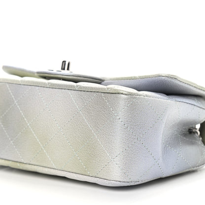 Chanel Metallic Goatskin Quilted Mini Rectangular Flap Grey Green 9 of 10