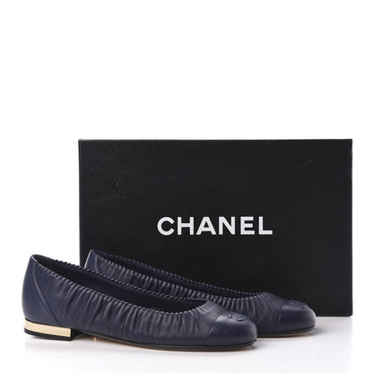 Chanel Lambskin CC Cap Toe Ballerina Flats 36 Navy 10 of 10