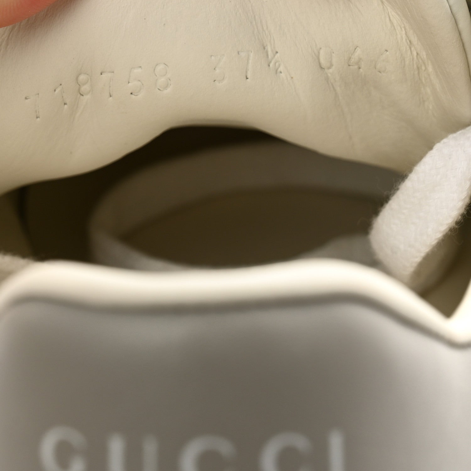 Gucci Calfskin Interlocking G Perforated Womens Ace Sneakers 37.5 White Grey Sky 8 of 12
