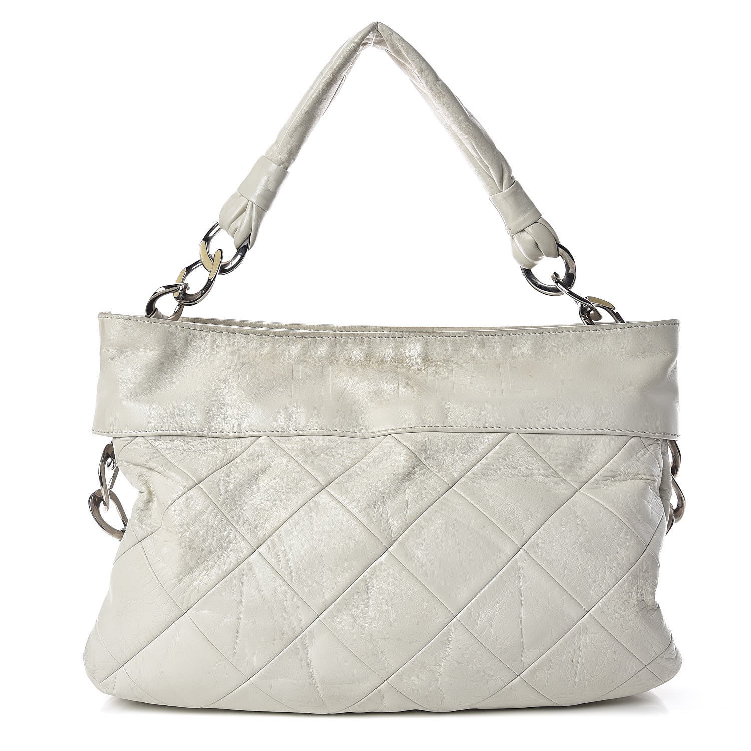 Chanel Calfskin Quilted Chain Hobo White 1 of 24