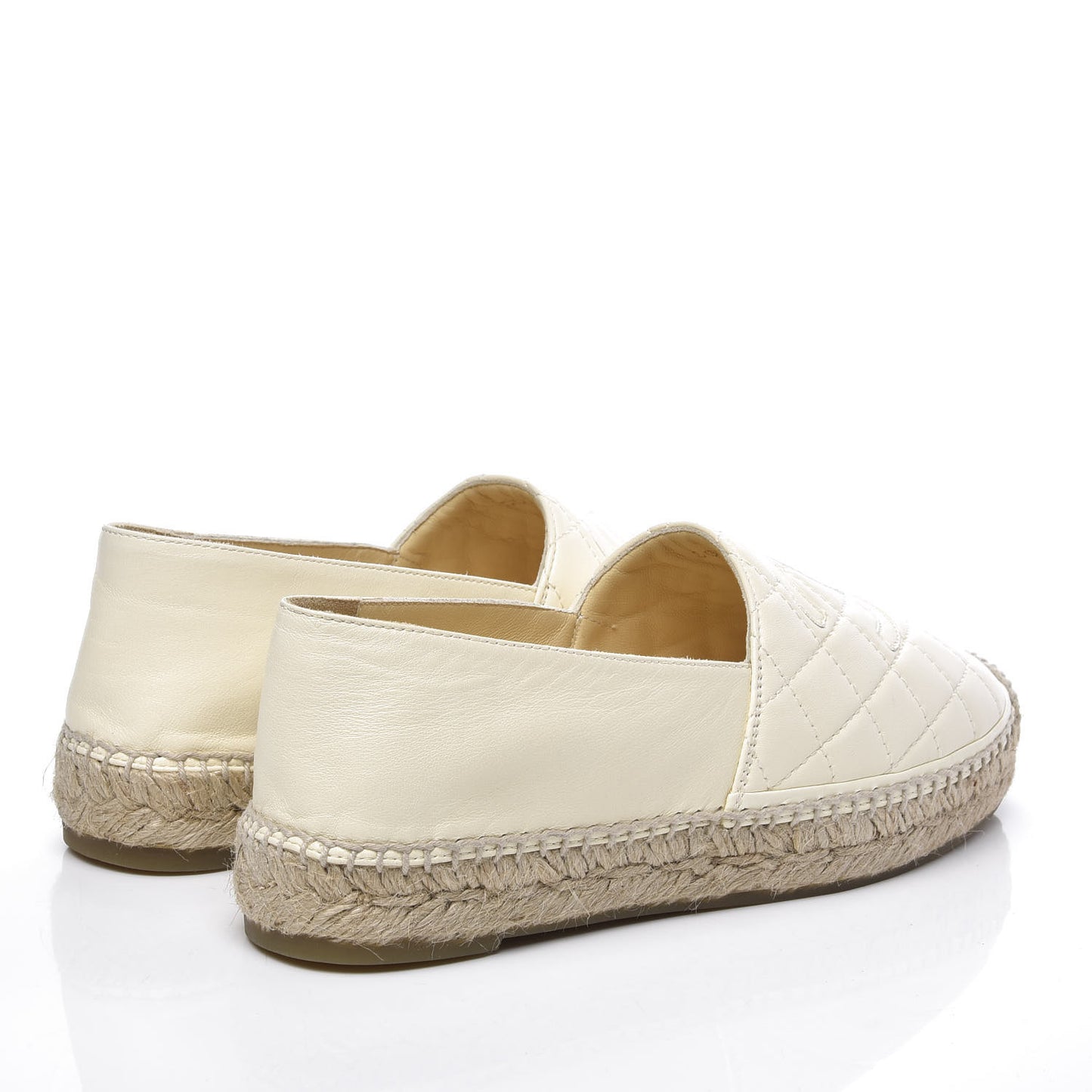 Lambskin Quilted CC Espadrilles 36 Ivory