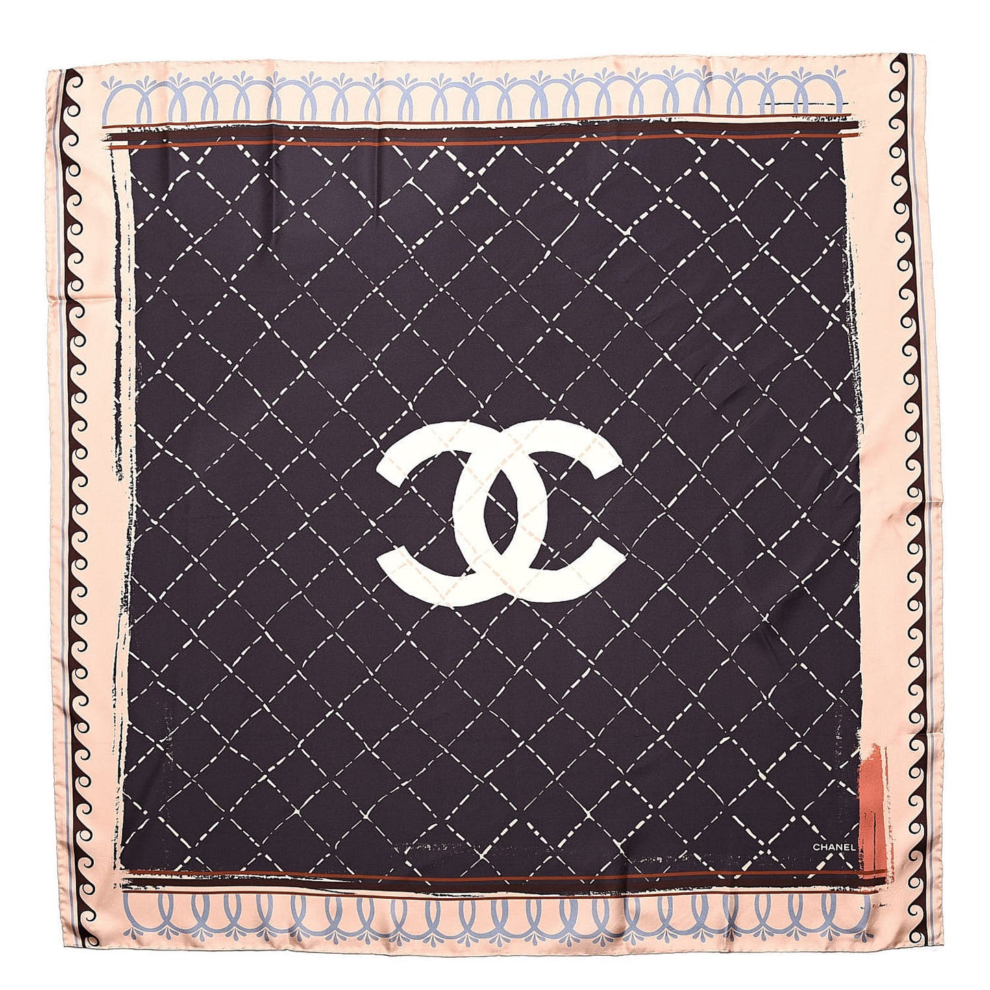 Silk CC Square Scarf Light Pink Charcoal