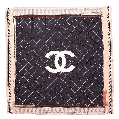 Chanel Silk CC Square Scarf Light Pink Charcoal 1 of 4