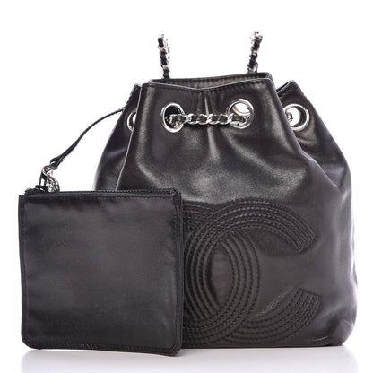 Chanel Lambskin CC Drawstring Backpack Black 3 of 9