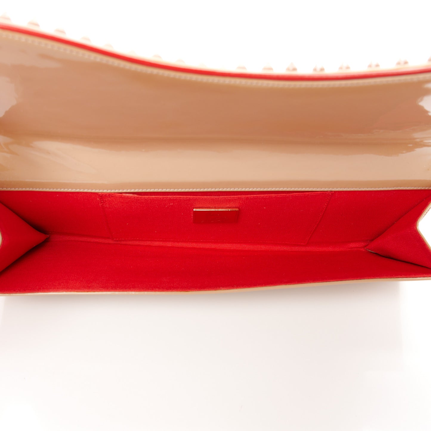 Patent Spikes Pigalle Clutch Nude
