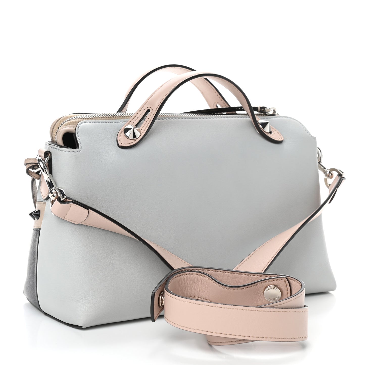 Vitello Dolce Monster Eyes Inlay Studded Medium By The Way Boston Bag Grigio Perla Nuvola Multicolor