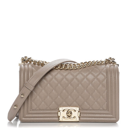 Chanel Caviar Quilted Medium Boy Flap Dark Beige 1 of 7