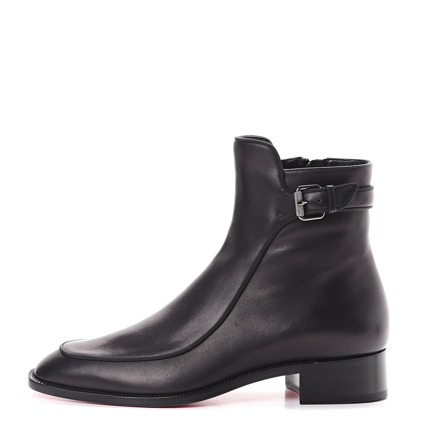 Calfskin Ecritoir Flat Ankle Boots 39 Black
