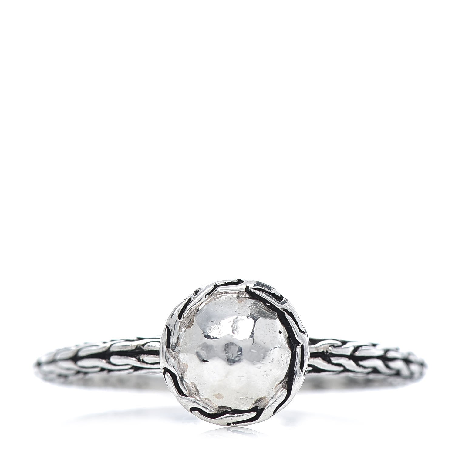 John Hardy Sterling Silver Palu Hammered Round Ring 57 8 1 of 5