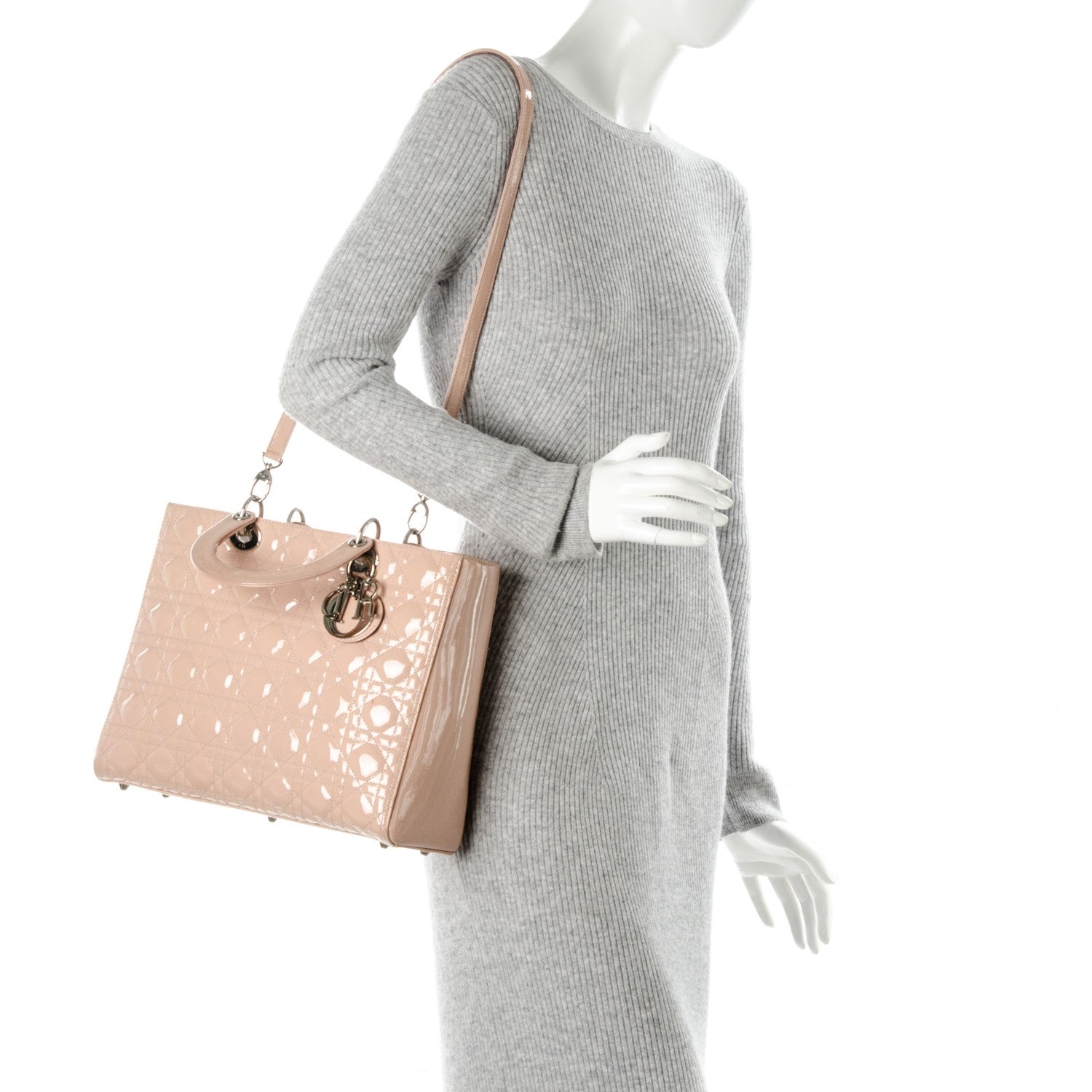 Christian Dior Patent Cannage Large Lady Dior Light Pink 2 of 10