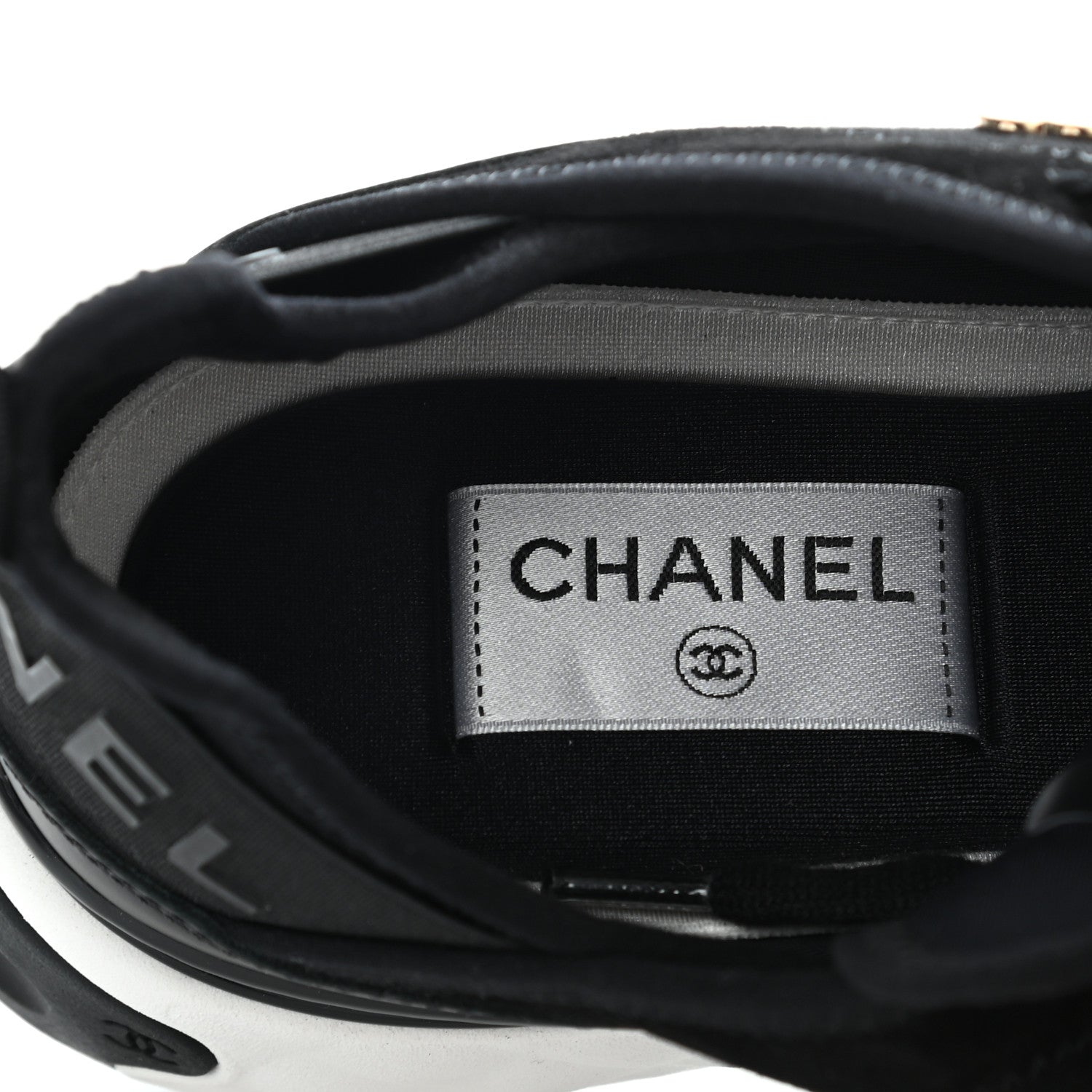 Chanel Velvet Calfskin Mixed Fibers CC Sneakers 38 Black 7 of 9