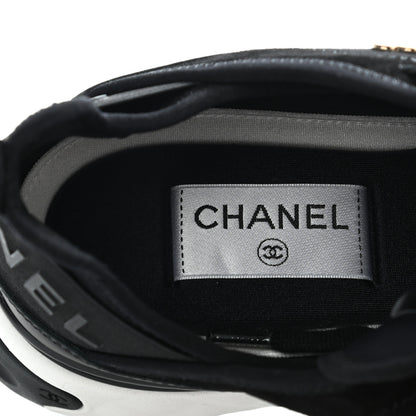 Chanel Velvet Calfskin Mixed Fibers CC Sneakers 38 Black 7 of 9