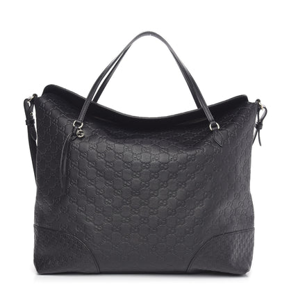 Gucci Guccissima Large Bree Foldover Tote Black 1 of 10