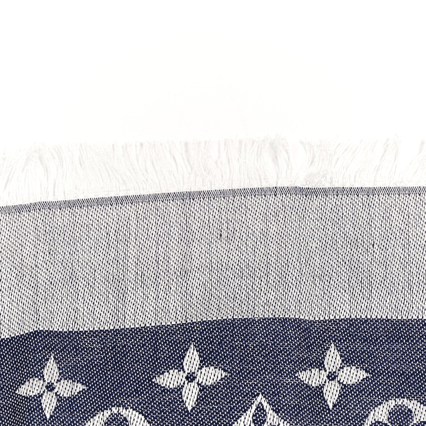 Silk Wool Monogram Denim Shawl Blue Clair
