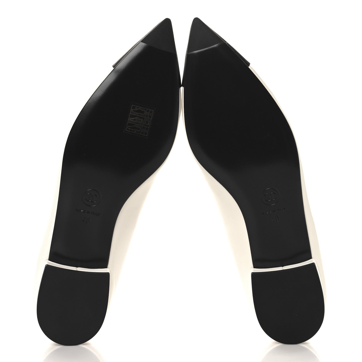 Chanel Shiny Lambskin Grosgrain Pearl Mary Janes Flats 40 White Black 6 of 10