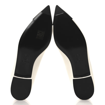 Chanel Shiny Lambskin Grosgrain Pearl Mary Janes Flats 40 White Black 6 of 10