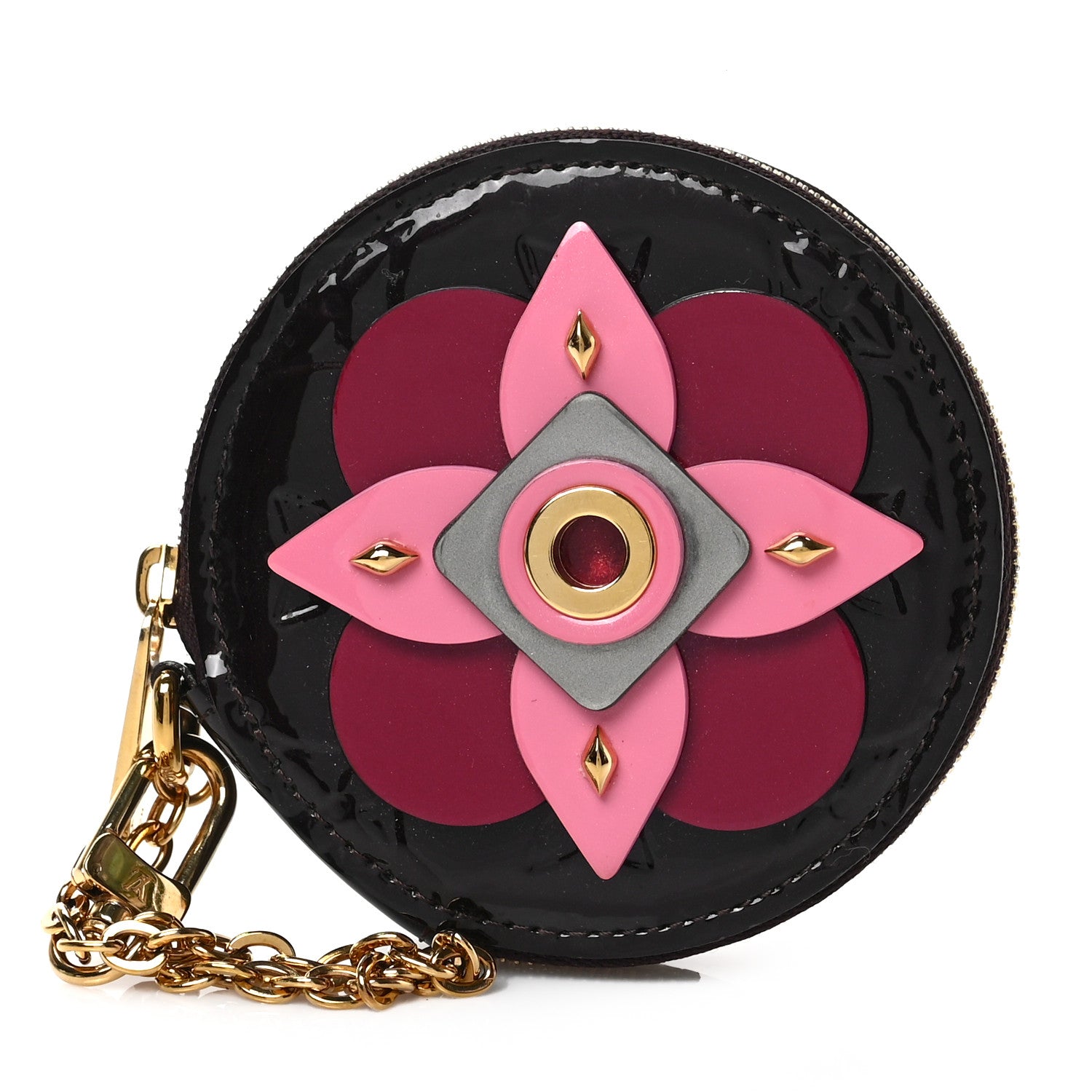 Louis Vuitton Vernis Flower Round Coin Purse Amarante 1 of 6