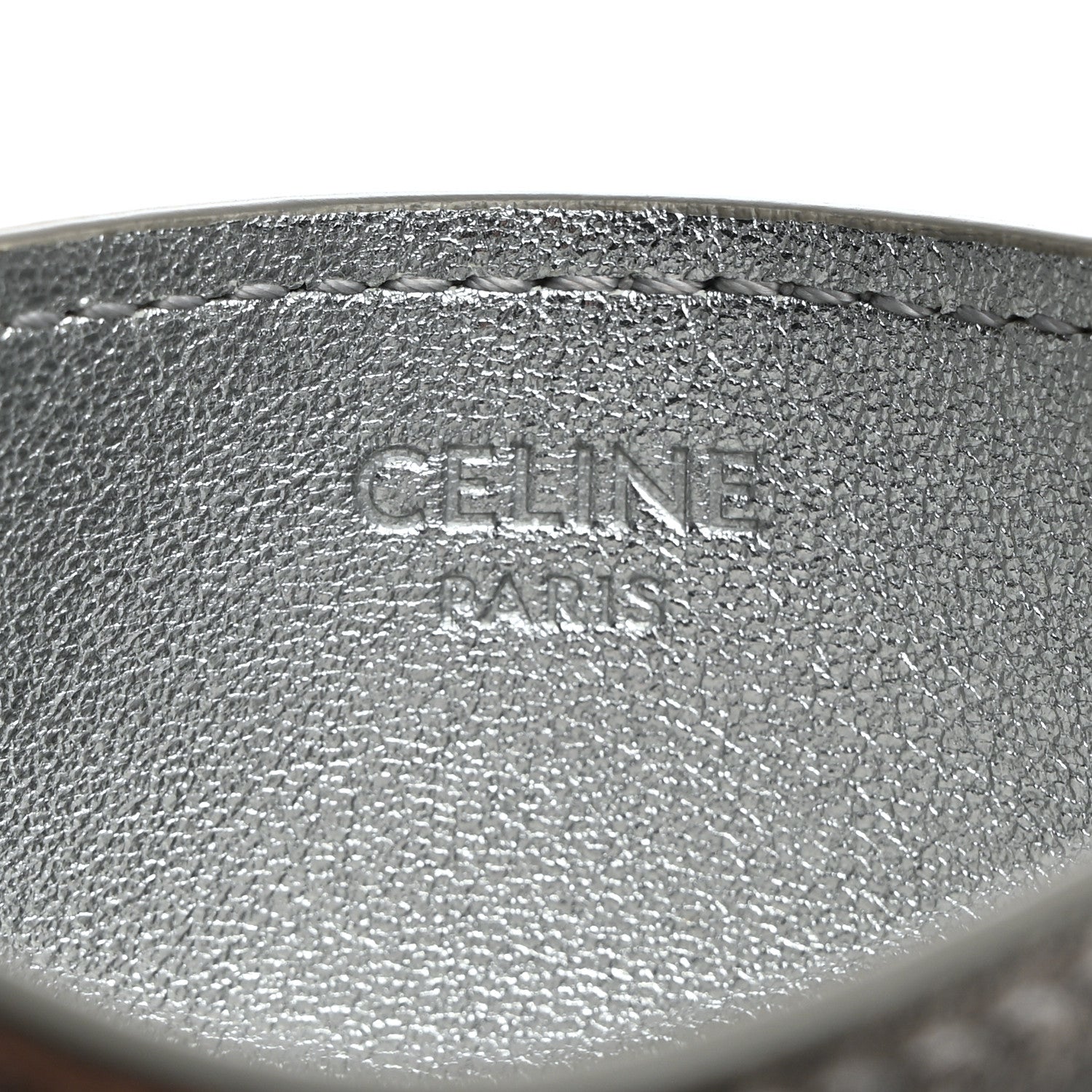 Celine Calfskin Logo Card Holder Silver 6 of 9