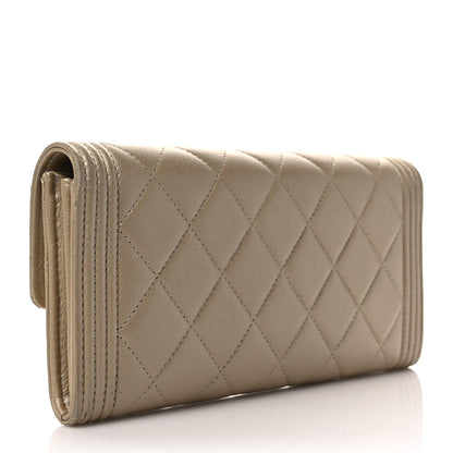 Chanel Metallic Caviar Quilted Large Boy Gusset Flap Wallet Gold 3 of 11