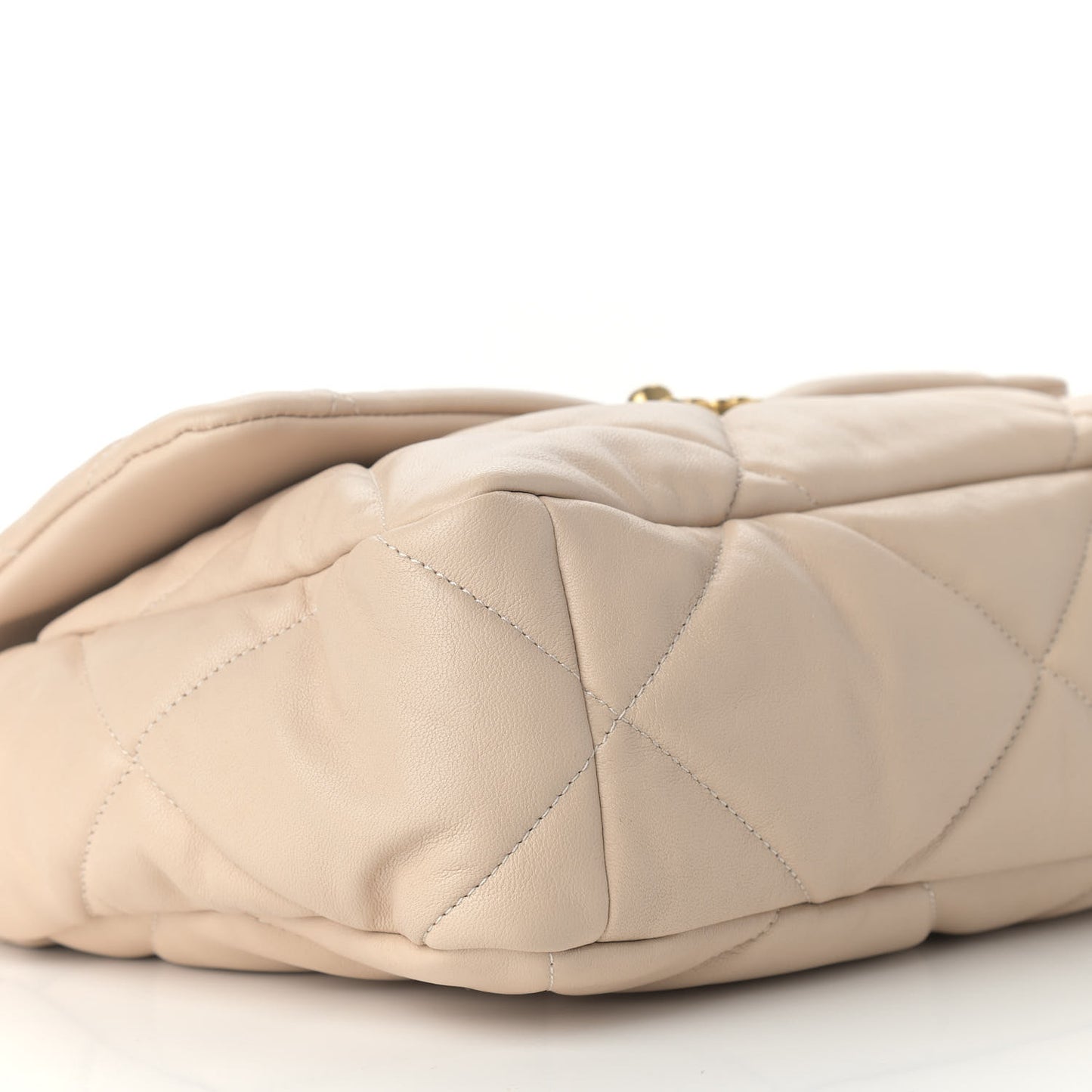 Lambskin Quilted Large Chanel 19 Flap Beige