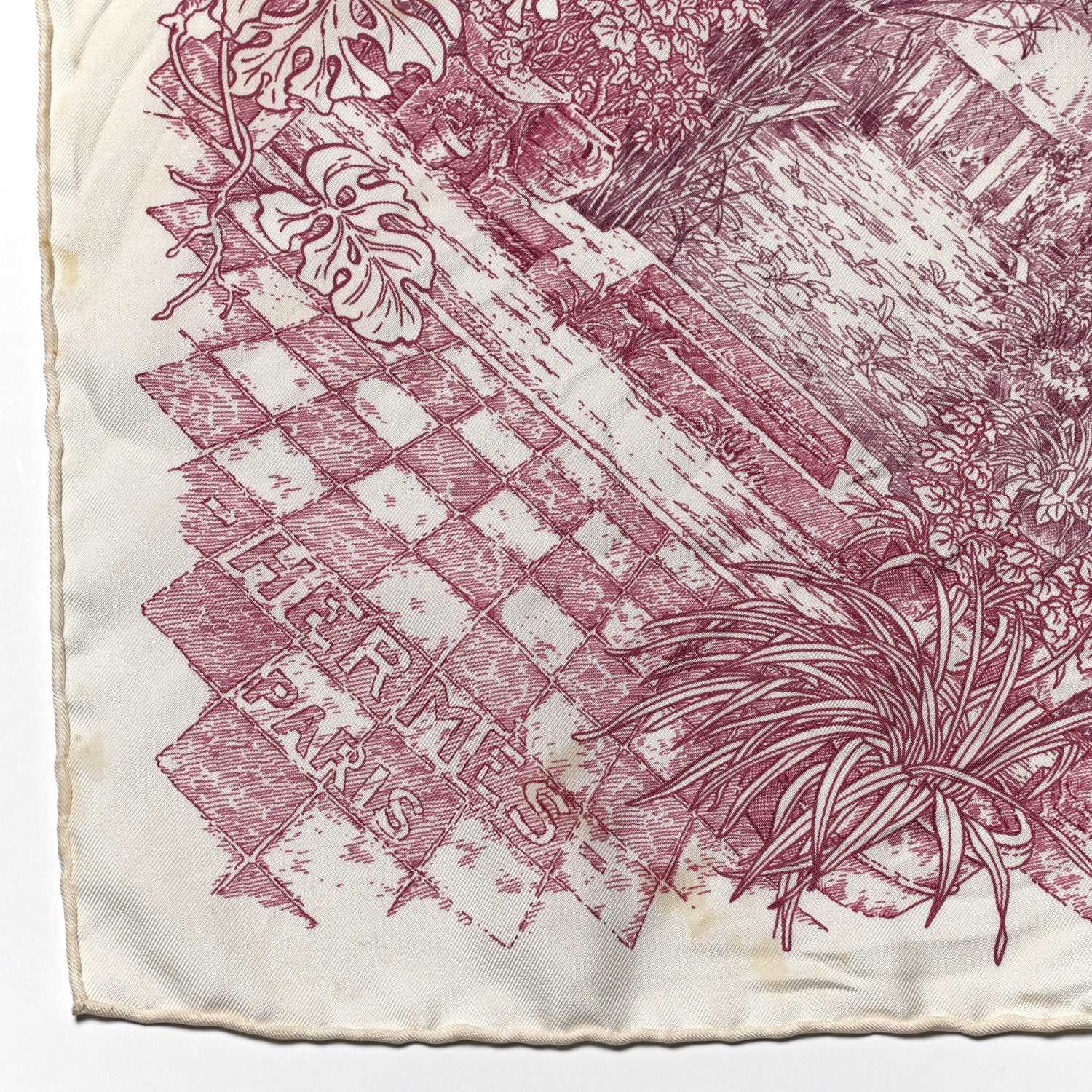 Hermes Silk Le Jardin de Leila Scarf 90 Blanc Framboise Prune 5 of 8