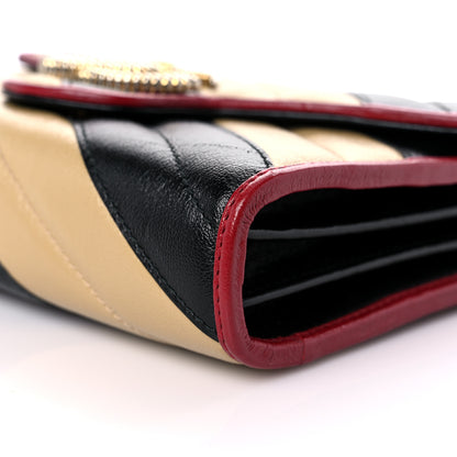 Gucci Azalea Calfskin Matelasse Diagonal Patchwork Torchon GG Marmont Chain Wallet Black Beige Romantic Cerise 9 of 14