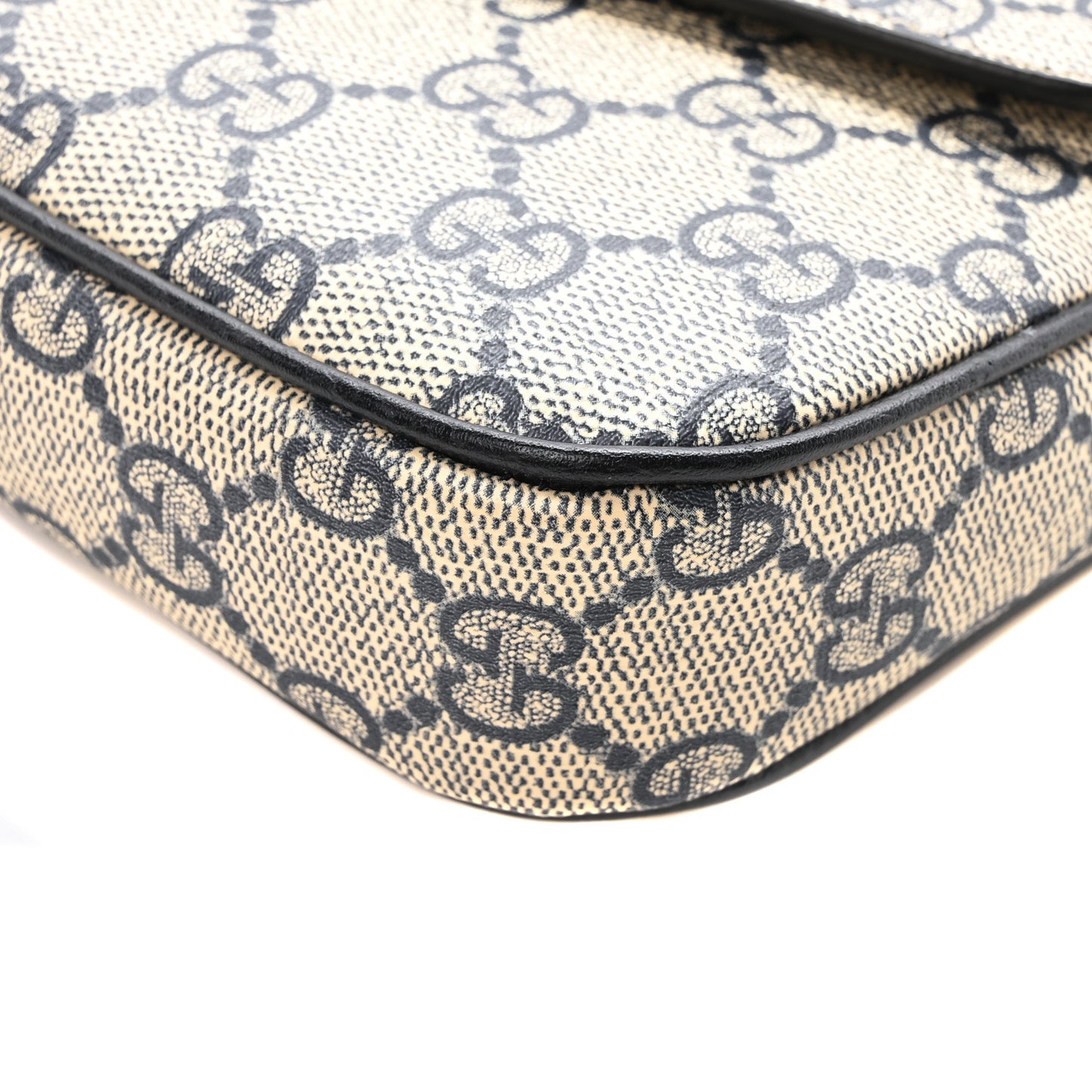 GG Supreme Monogram Textured Dollar Calfskin Web Mini Ophidia Envelope Shoulder Bag Beige Blue