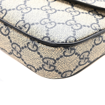 Gucci GG Supreme Monogram Textured Dollar Calfskin Web Mini Ophidia Envelope Shoulder Bag Beige Blue 9 of 9
