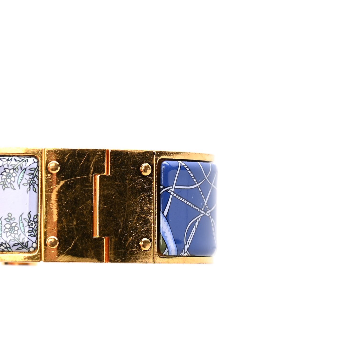 Hermes Enamel Printed Wide Coup De Fouet Au Bloc Hinged Bracelet 4 of 4