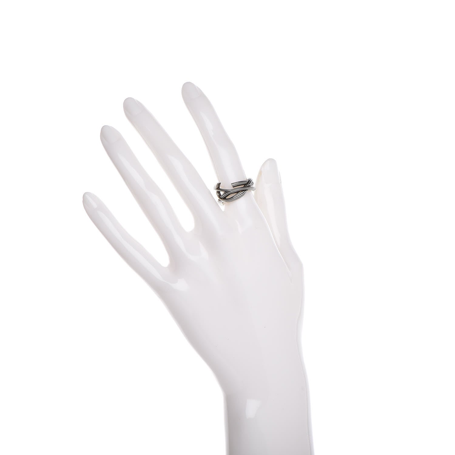 Saint Laurent Straited Brass Monogram Ring 6 Oxidized Silver 2 of 6