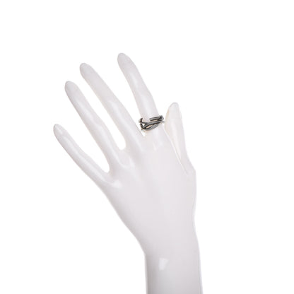Saint Laurent Straited Brass Monogram Ring 6 Oxidized Silver 2 of 6