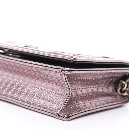 Christian Dior Metallic Patent Micro-Cannage Mini Diorama Flap Bag Pink 8 of 12
