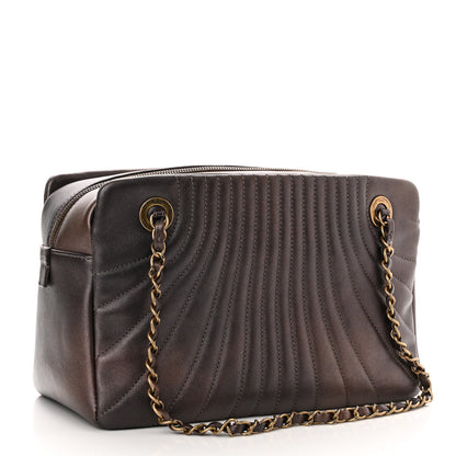 Chanel Metallic Lambskin Paris Shanghai Quilted Tote Kahki 3 of 11