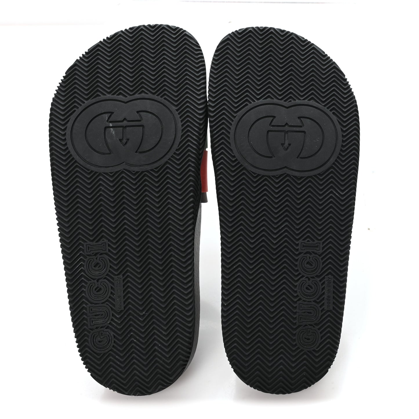 Rubber Web Womens Interlocking G Slide Sandals 38 Black Green Red