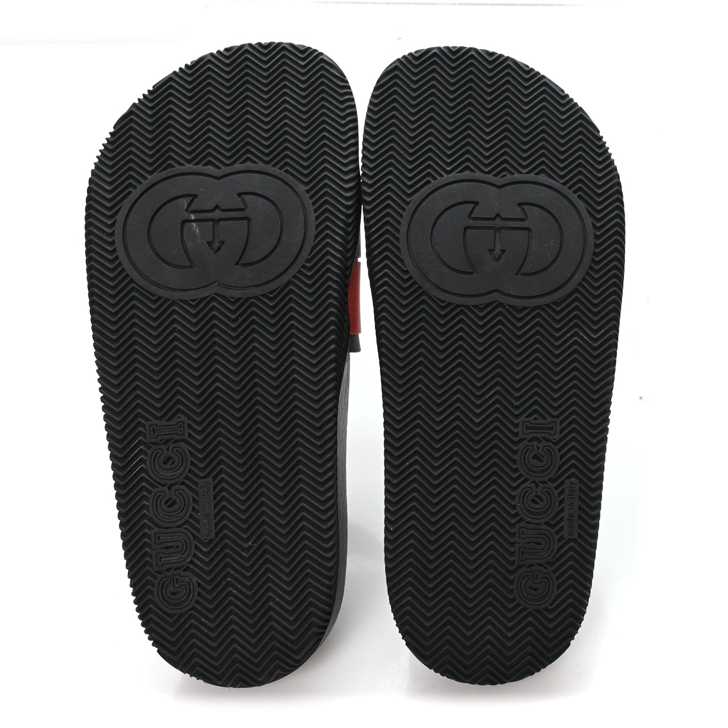 Gucci Rubber Web Womens Interlocking G Slide Sandals 38 Black Green Red 6 of 8