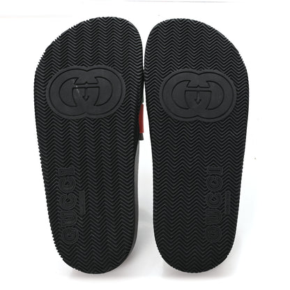 Gucci Rubber Web Womens Interlocking G Slide Sandals 38 Black Green Red 6 of 8