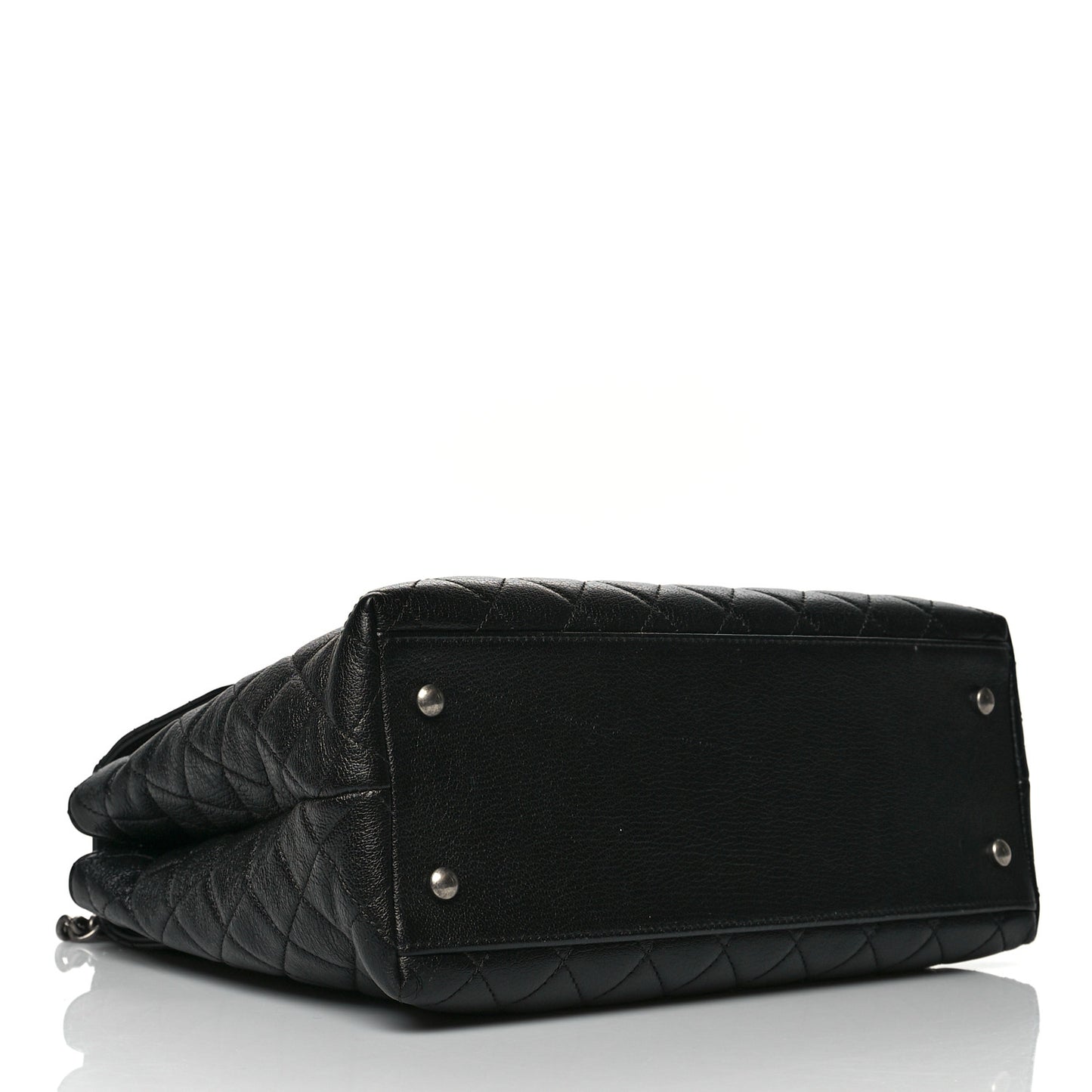 Goatskin Quilted Small CC University Shopping Tote Black
