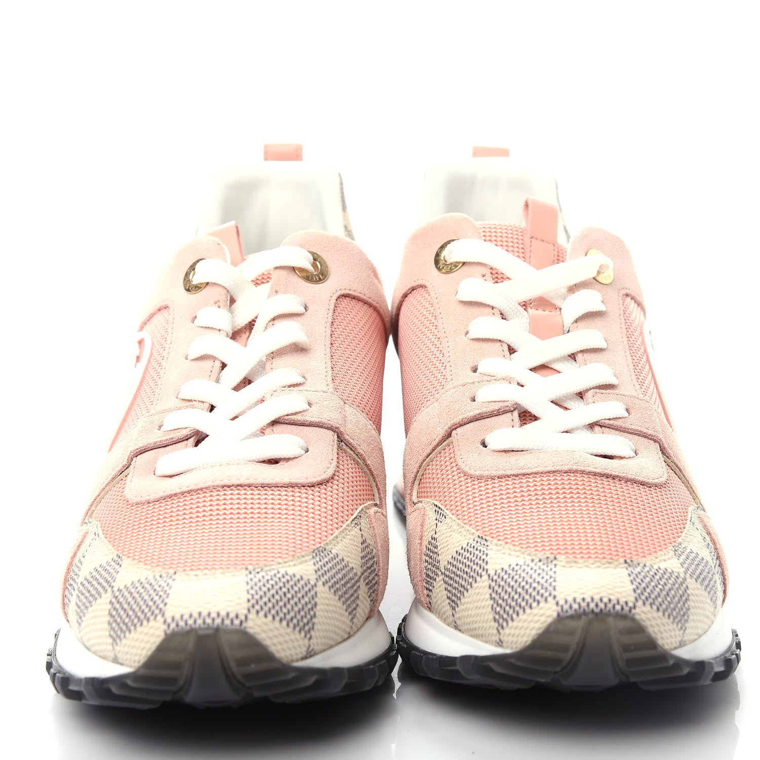Louis Vuitton Suede Damier Azur Run Away Sneakers 38.5 Pink 5 of 10