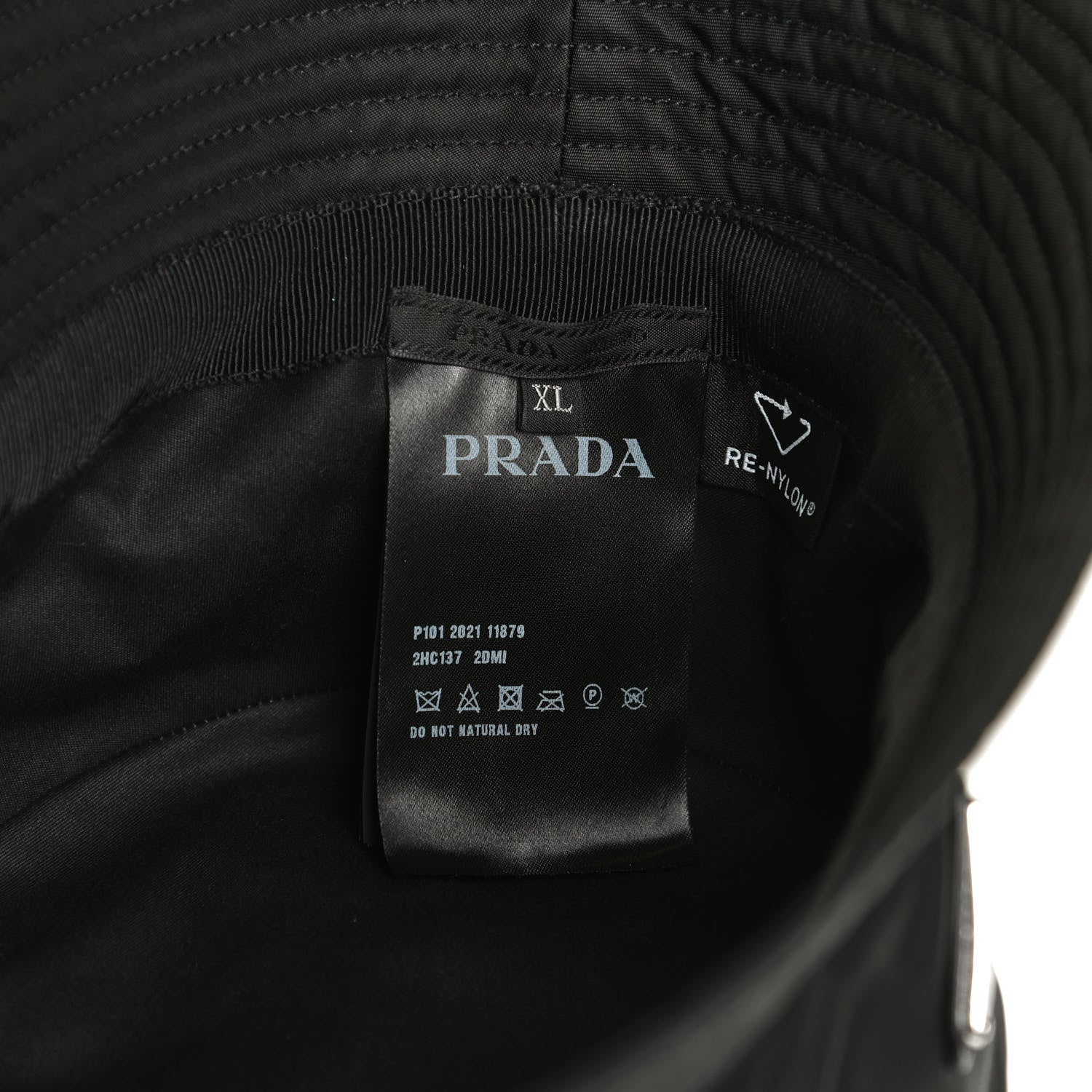 Prada Re-Nylon Metal Triangle Logo Mens Bucket Hat XL Black 6 of 7